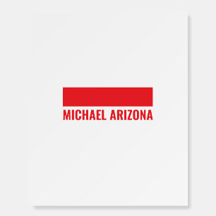 Red & White Minimalist Simple Plain Name Foam Board