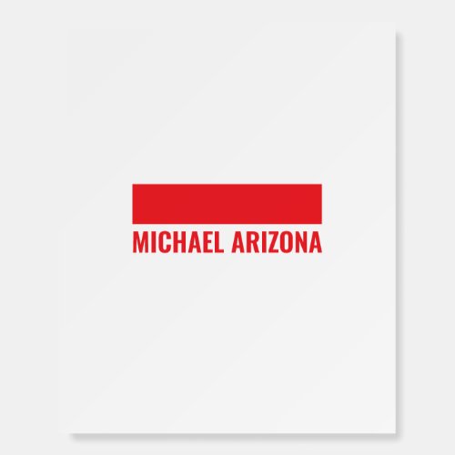 Red &amp; White Minimalist Simple Plain Name Foam Board