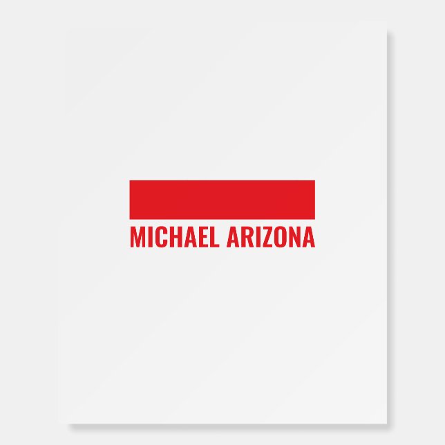 Red & White Minimalist Simple Plain Name Foam Board (Front)