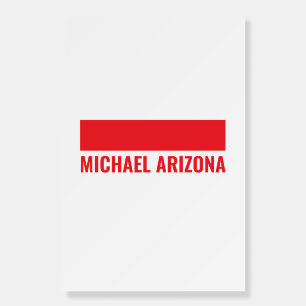 Red & White Minimalist Simple Plain Name Foam Board