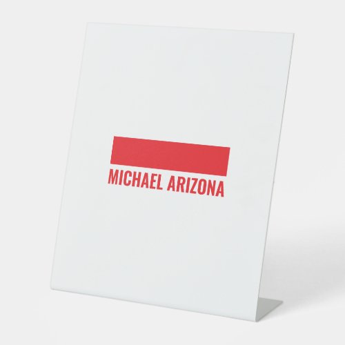 Red &amp; White Minimalist Simple Plain Name Pedestal Sign