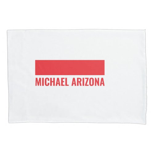 Red & White Minimalist Simple Plain Name Pillow Case