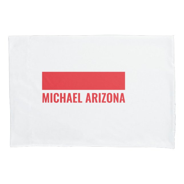 Red & White Minimalist Simple Plain Name Pillow Case (Front)