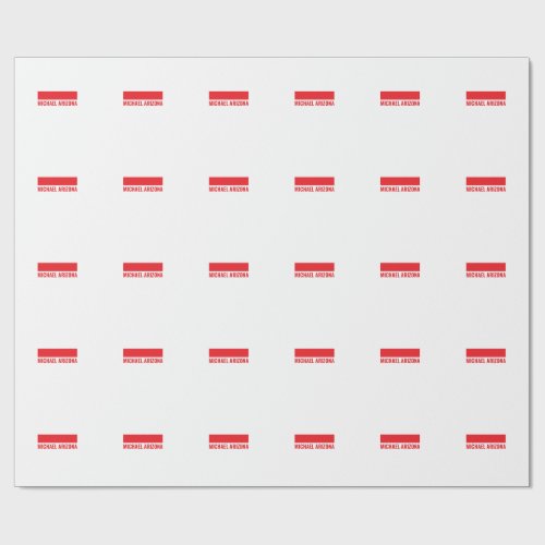 Red & White Minimalist Simple Plain Name Wrapping Paper