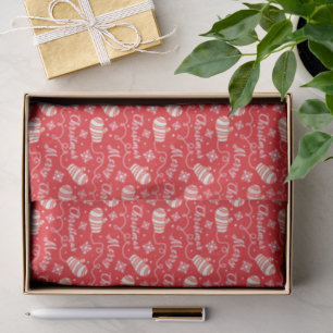Red White Mittens and Snowflake Christmas Pattern Tissue Paper