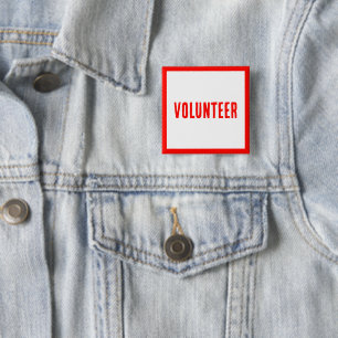  Red&White Modern Buttons For Volunteers, Business