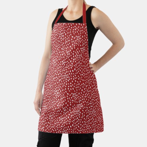 Red  White Modern Dot Pattern Apron