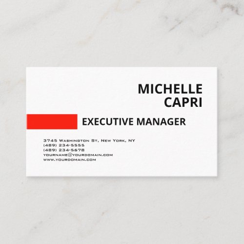 Red White Modern Plain Simple Minimalist Business Card