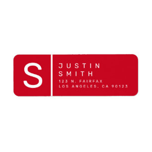 Red & White Modern Return Address Label
