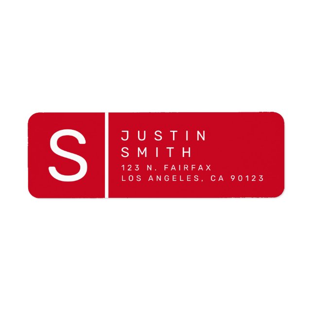 Red & White | Modern Return Address Label (Front)