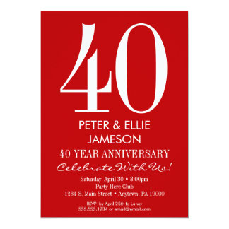 Red & White Modern Simple Anniversary Invitations