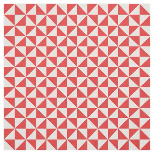 Red White Modern Triangles Pattern Fabric
