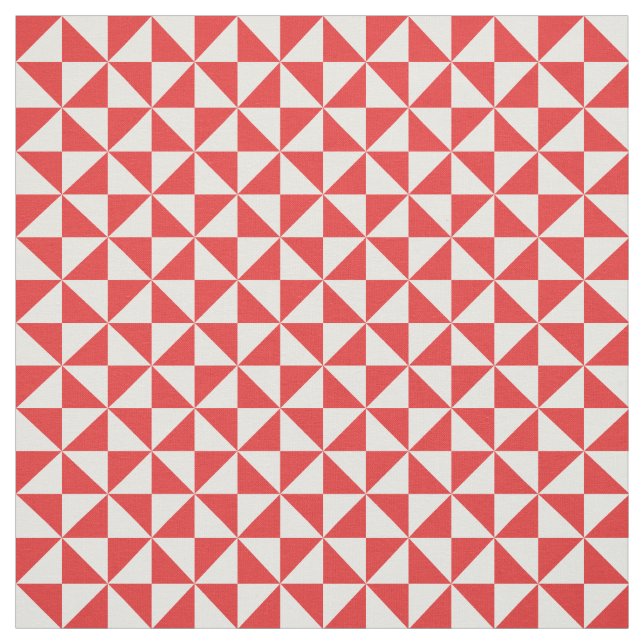 Red White Modern Triangles Pattern Fabric (Swatch)