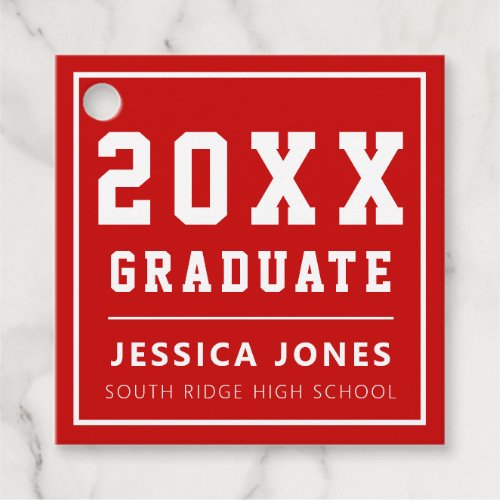 Red  White Modern Varsity  Class of 2021 Favor Tags
