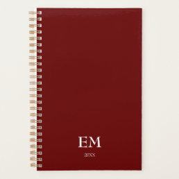 Red White Monogram Add Your Initials and The Year  Planner