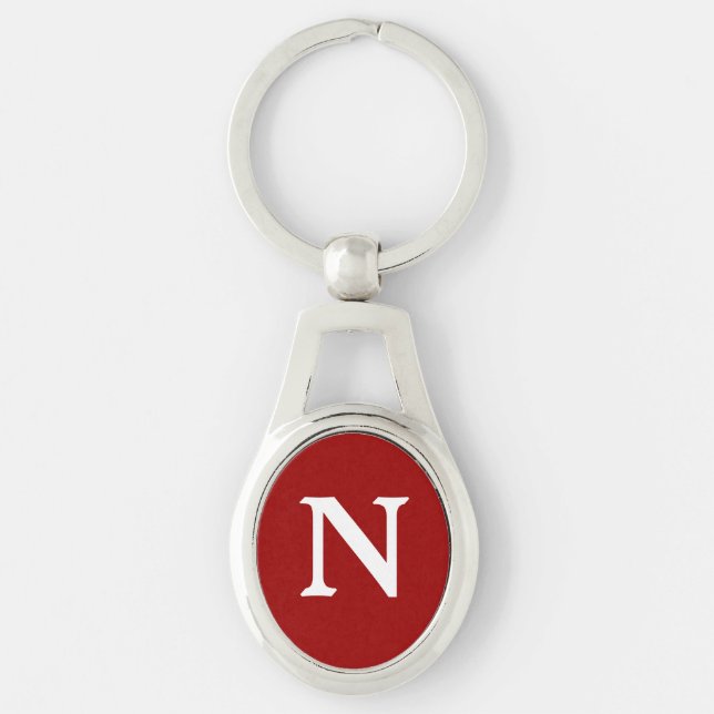 Red White Monogram Keychain (Front)