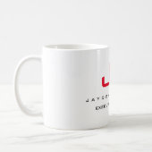 Red White Monogram Modern Minimalist Your Name Coffee Mug (Left)