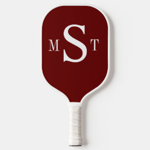 Red White Monogram Personalized Pickleball Paddle