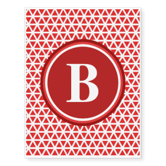 Red White Monogram Triangle Pattern Temporary Tattoos