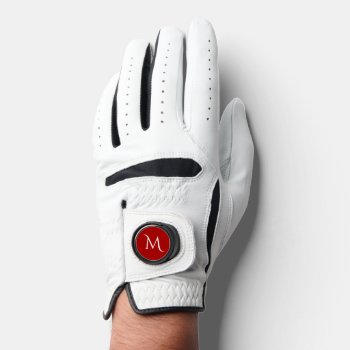 Red White Monogrammed Elegant Simple Golf Glove by TheHopefulRomantic at Zazzle