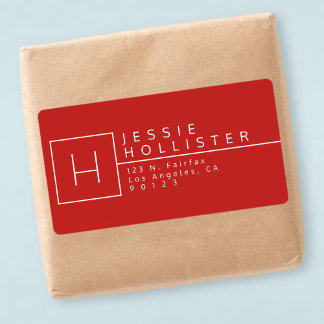 Red & White Monogrammed Return Address Label