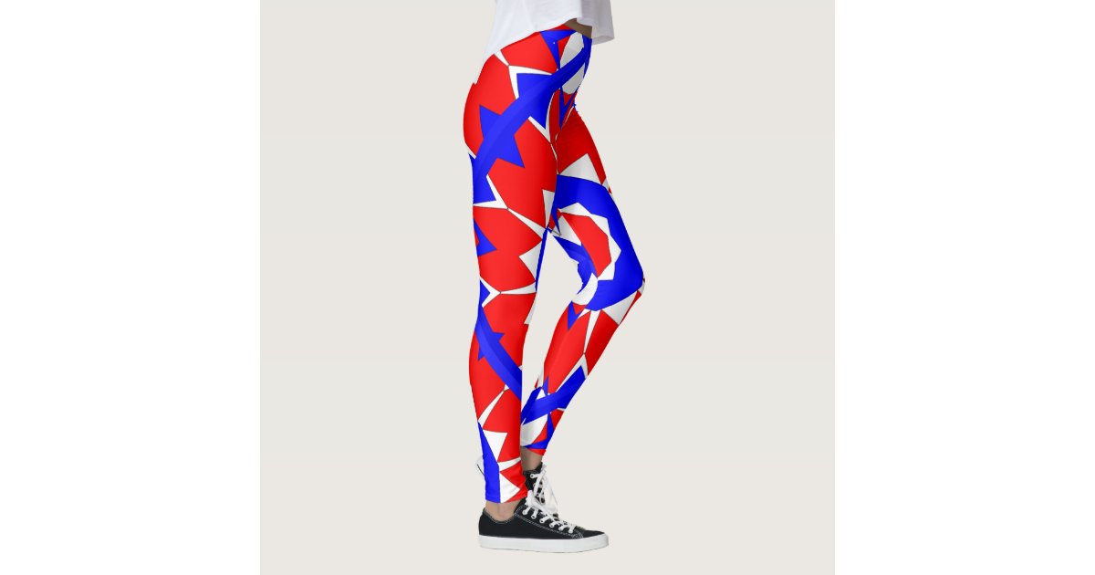 red white and blue running tights