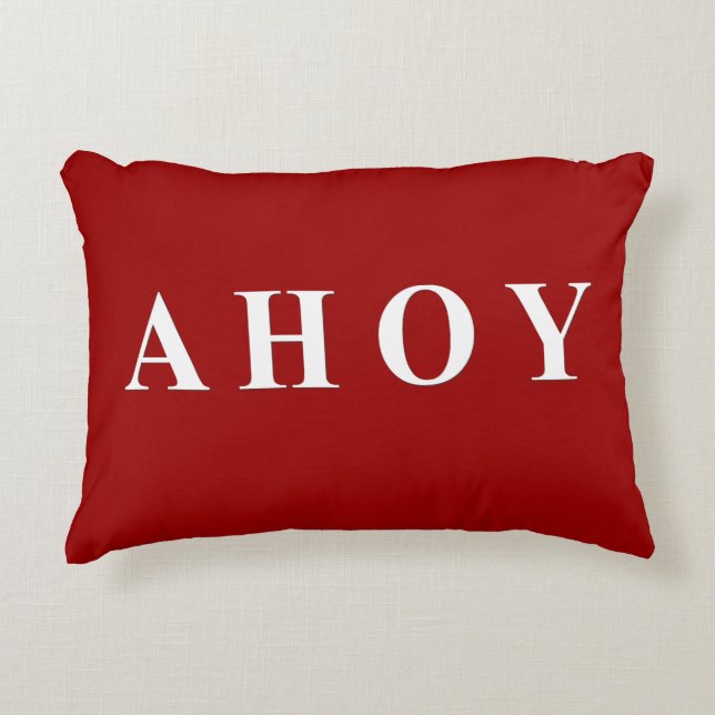 Red White Nautical Sailing Stripes Accent Pillow (Front)