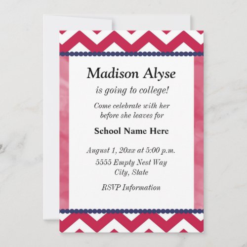 Red White Navy  Blue Chevron Trunk Party Invite