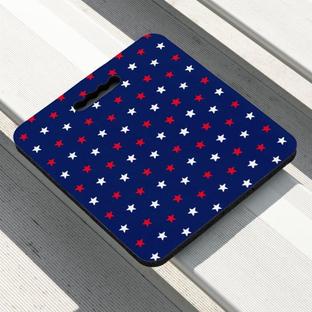 red white navy blue stars american patriotic seat cushion (In Situ)