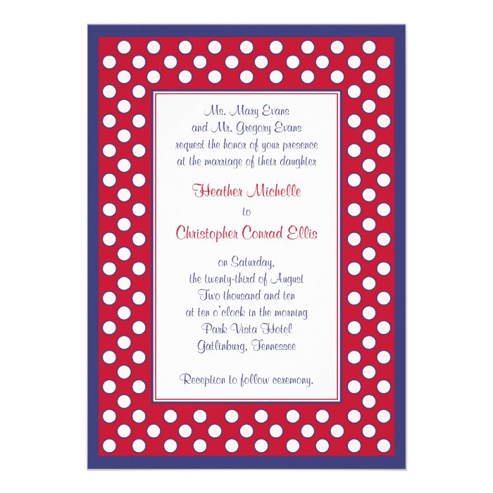 Red, White, & Navy Wedding Invitation   Patriotic