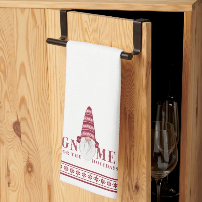 Red & White Nordic | Gnome For the Holidays Kitchen Towel (Thirds Fold)