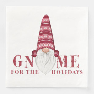Red & White Nordic Gnome For the Holidays Paper Dinner Napkins