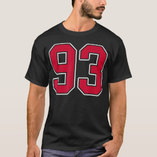 Red White Number 93 Jersey Player Uniform T-Shirt