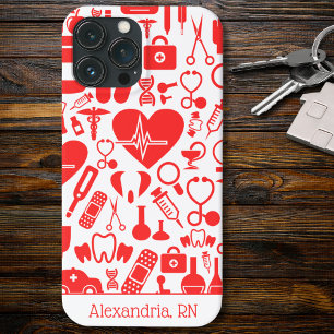 Red & White Nursing Graphics iPhone 13 Pro Max Case