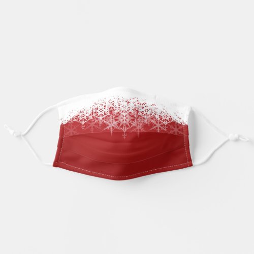 Red White Ombre Gradient Snowflakes Adult Cloth Face Mask
