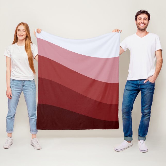 Red White Ombre Wave pattern Fleece Blanket (In Situ)