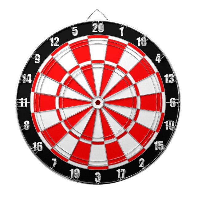 Red & White on Black Dart Board (Front)