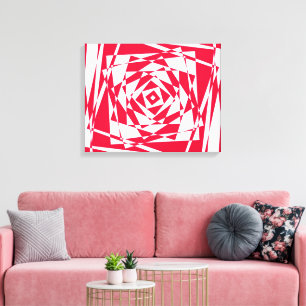 Red & White Optical Illusion Canvas – Modern