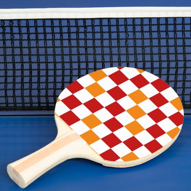 Red White Orange Checkered Pattern Design  Ping Pong Paddle (Insitu)