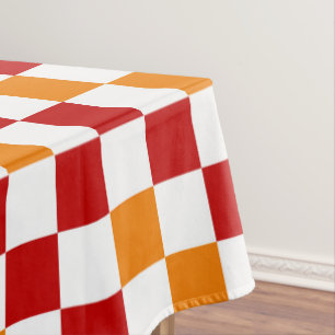 Red White Orange Checkered Pattern Design  Tablecloth