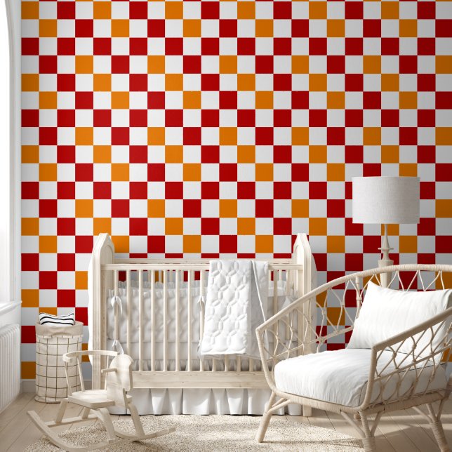 Red White Orange Checkered Pattern Design  Wallpaper (Kids)