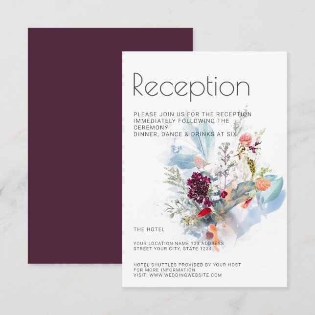 RED WHITE & ORANGE FLORAL ELEGANT RECEPTION INVITATION (Front/Back)