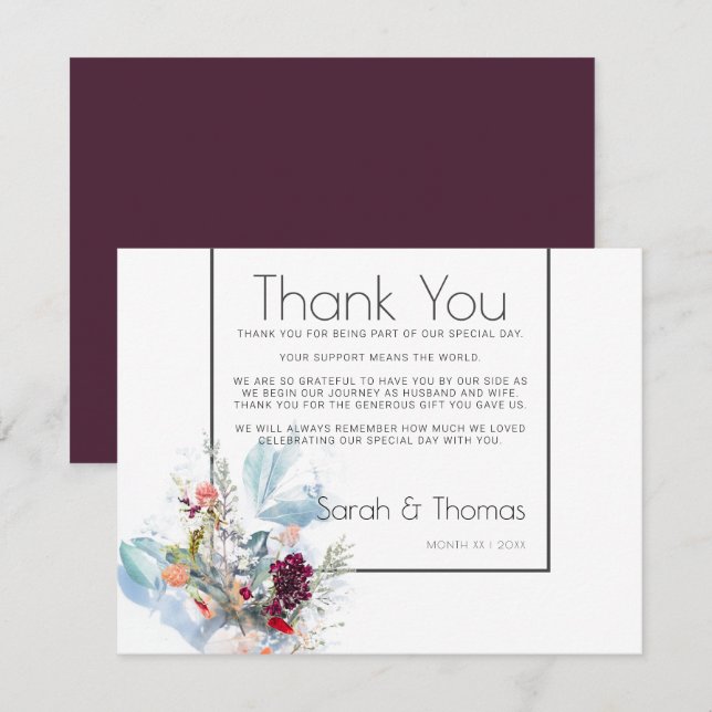 RED WHITE & ORANGE FLORAL ELEGANT THANK YOU INVITATION (Front/Back)