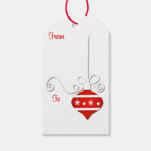 Red White Ornament Gift Tags