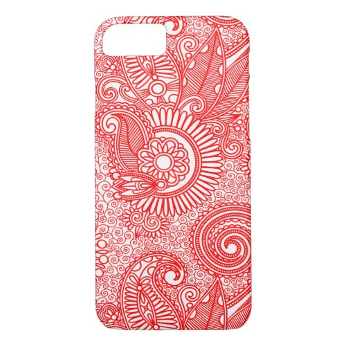 Red  White Ornate Vintage Floral Paisley iPhone 87 Case