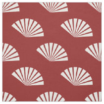 Red white paper fans oriental pattern fabric