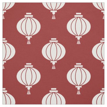 Red white paper lantern oriental pattern fabric