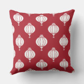 red white paper lanterns oriental outdoor pillow (Back)