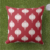 red white paper lanterns oriental outdoor pillow (Grass)