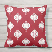 red white paper lanterns oriental outdoor pillow